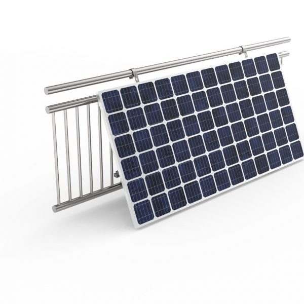 Seitenansicht Balkon Montageset am Geländer montiert